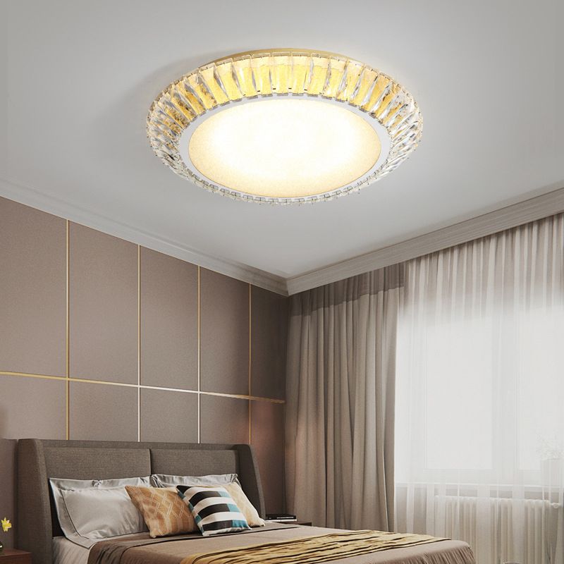 Modern Round Ceiling Light 1-Light LED Ceiling Mount Light with Crystal Shade for Bedroom