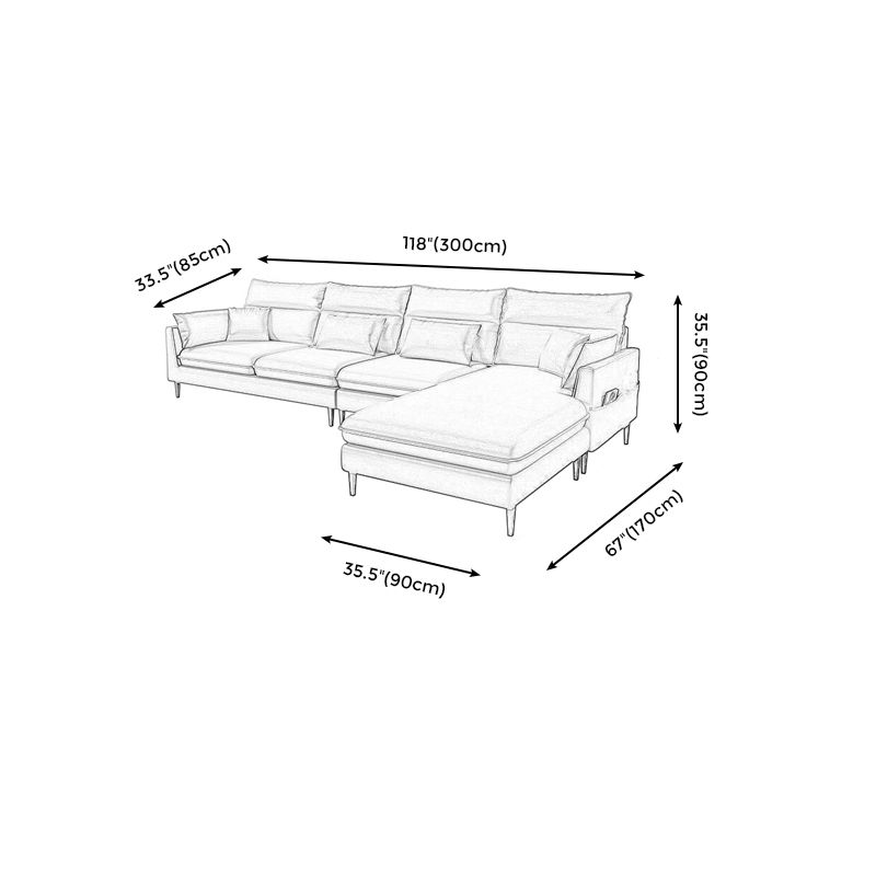 Faux Leather Square Arm Sectional with Pillowed Back Cushions, Stain Resistan