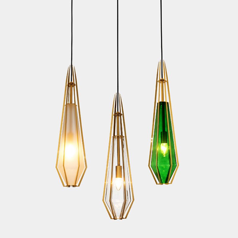 Geometry Shape Glass Hanging Ceiling Light Modern Style 1 Light Pendant Light