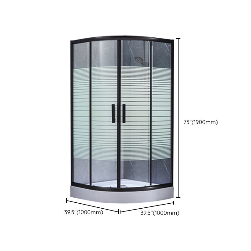 Tempered Glass Shower Stall with Fixed Panel Rounded Shower Stall