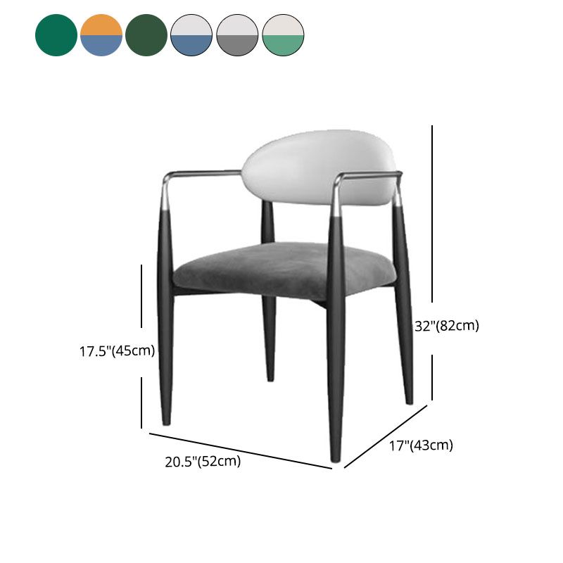 Open Back Arm Chair Glam Style Upholstered Dining Arm Chair for Indoor