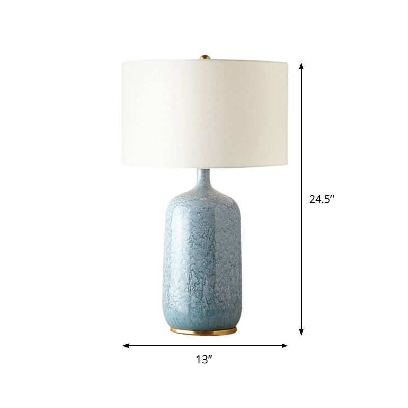 Contemporary 1 Bulb Task Lighting Blue Cylinder Reading Book Light with Fabric Shade