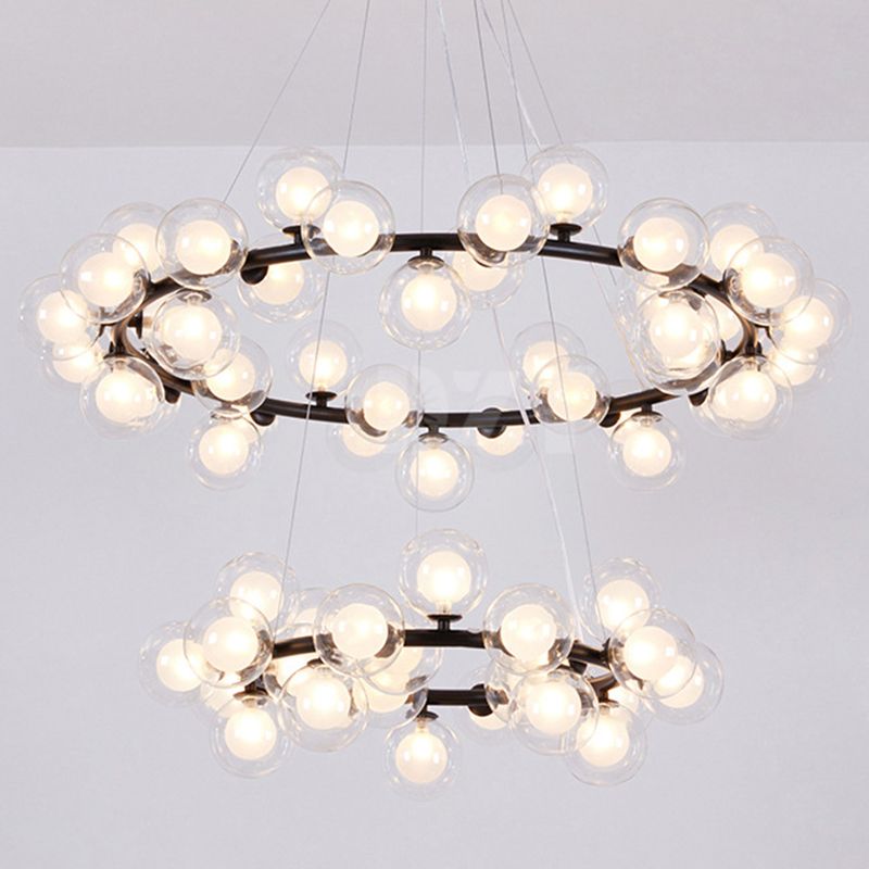 Clear and Frosted Glass Modo Suspension Light Minimalist Chandelier for Living Room