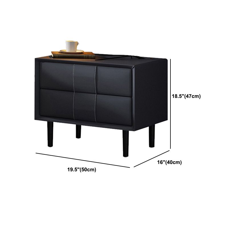 Faux Leather Bed Nightstand 2-drawer Accent Table Nightstand for Bedroom