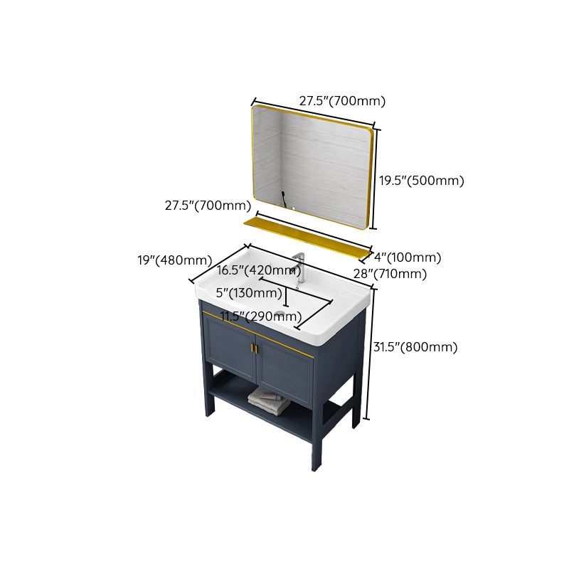 Metal Glam Bathroom Vanity Set Freestanding Single-Sink Bath Vanity