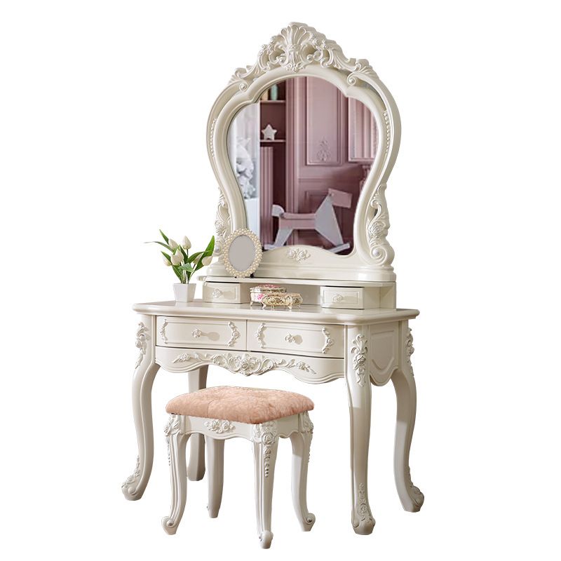 White Vanity Dressing Table Set Victorian Mirrored Wood Vanity