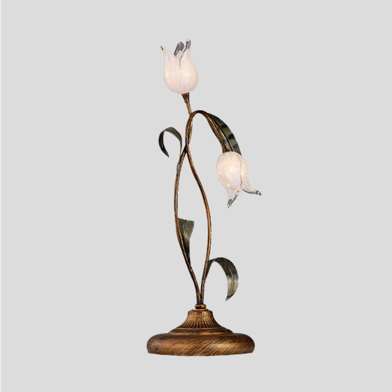 Brass 2/3/7 Heads Nightstand Lighting American Garden Metal Tulip LED Night Table Light for Living Room