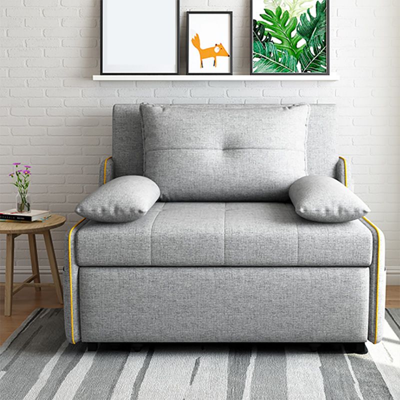 Fabric Pillow Top Arms Sleeper Contemporary Styled Futon Sleeper Sofa Bed in Grey