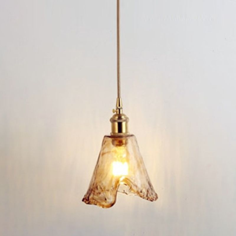 1 Light Hanging Glass Lamp Geometrical Pendant Industrial Metal Hanging Light in Amber