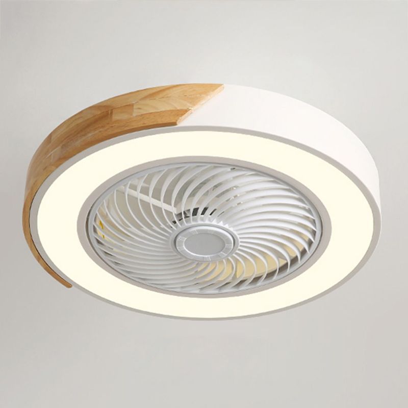 Modern Style Round Ceiling Fan Light Metal 1-Light LED Flush Light