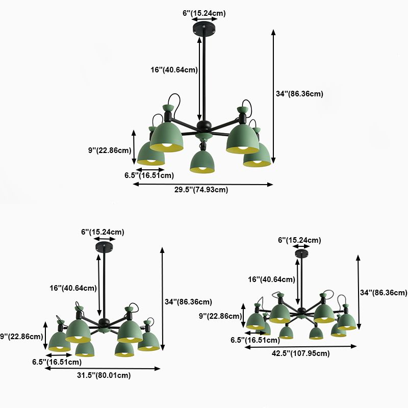 Multi Light Bowl Branch Hanging Lights Modern Macaron Style Metal Hanging Lighting