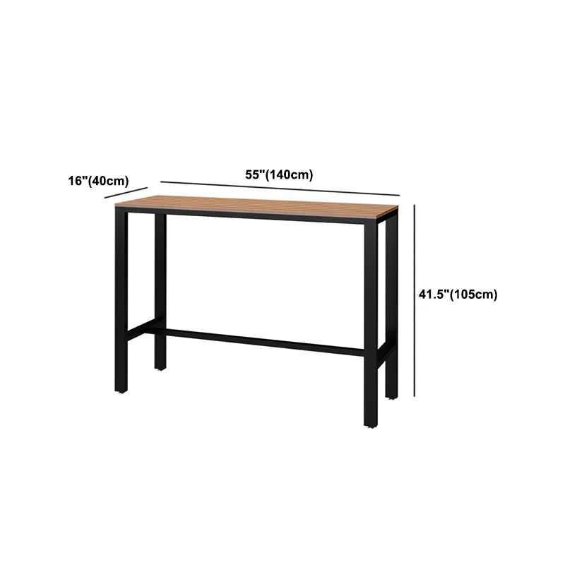 Wood Bar Dining Table Modern Rectangle Bar Table with Trestle Pedestal for Cafe Balcony