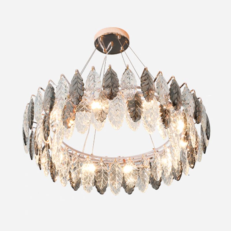 Modern Style Leaf Shaped Chandelier Crystal Chandelier for Bedroom Living Room