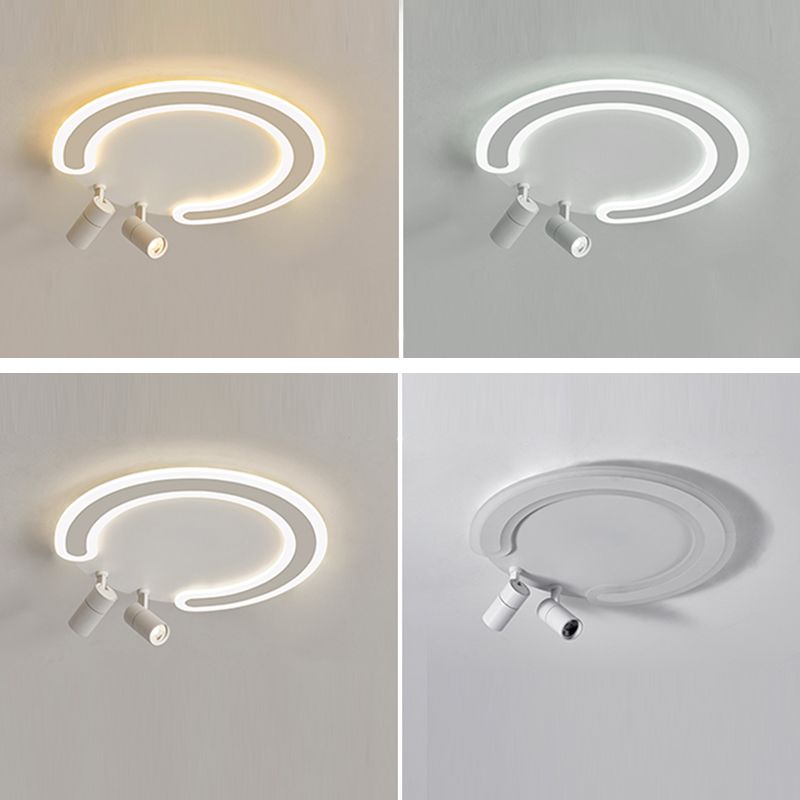 Circular LED Semi Flush Mount in Modern Creative Style Acrylic Indoor Ceiling Light in White