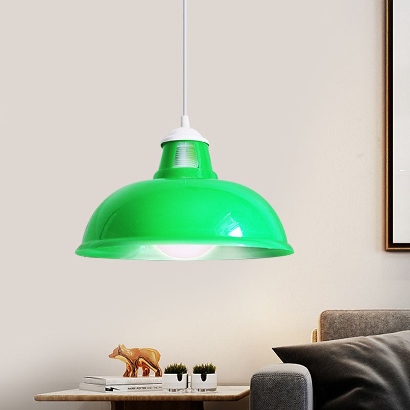 Vintage Bowl Shade Pendant Light 1 Bulbe acrylique plafond Light Aymat with Coin Match en rouge / jaune / vert pour restaurant