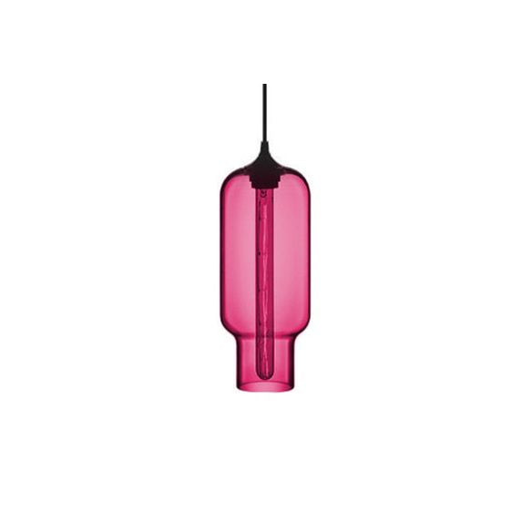 1 Light Ceiling Pendant Light with Bottle Glass Shade Contemporary Red/Brown/Blue Hanging Light