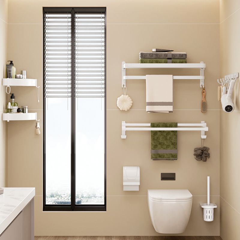 Contemporary Bathroom Hardware Set in White with Bath Shelf/Towel Bar/Paper Holder