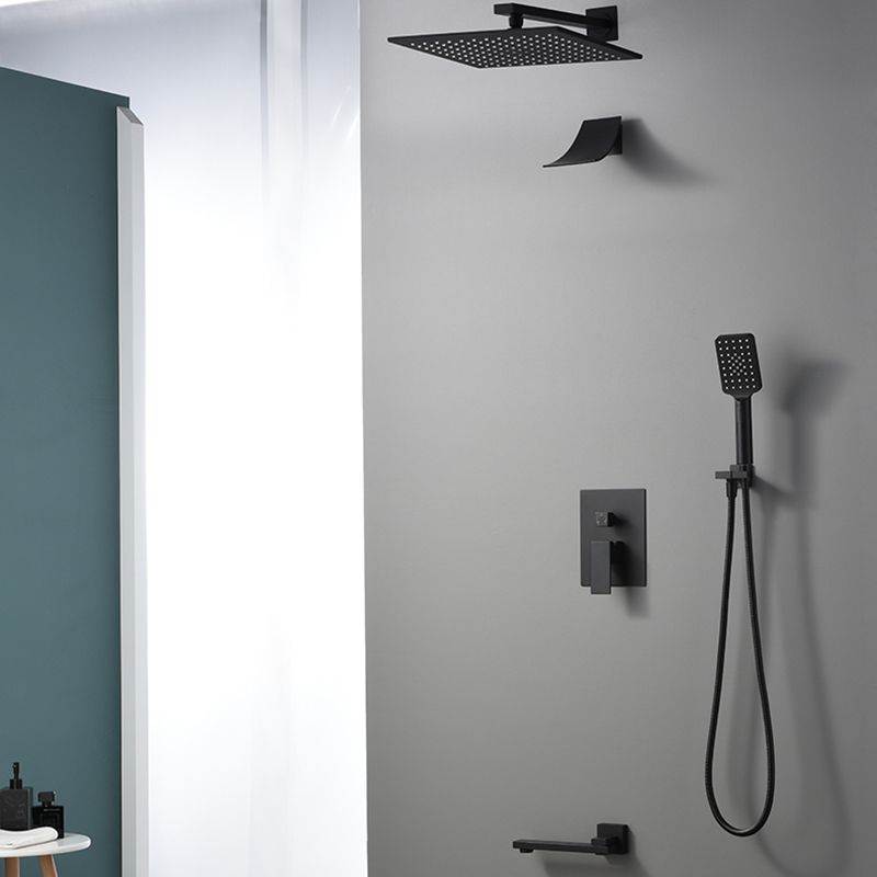 Square Black Spot Resist Shower Faucet Shower Arm Shower with Handheld Shower Head