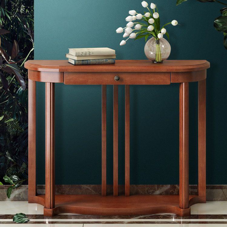 Mid-Century Modern Console Table in Solid Wood with 1 Drawer