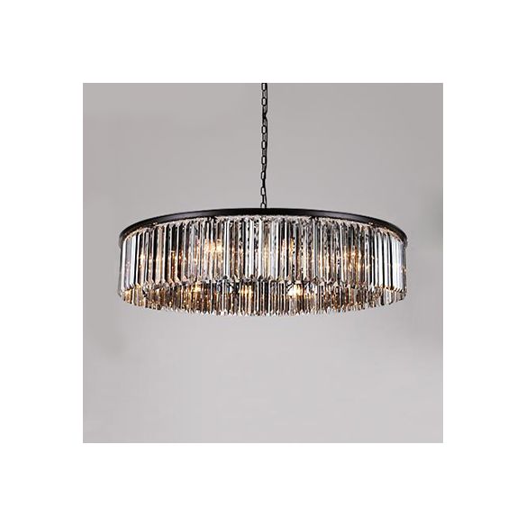 Tambour de lustre de lustre Light Light contemporain ambre / gris clair / fumée Crystal à la lumière de suspension à LED légère avec chaîne réglable