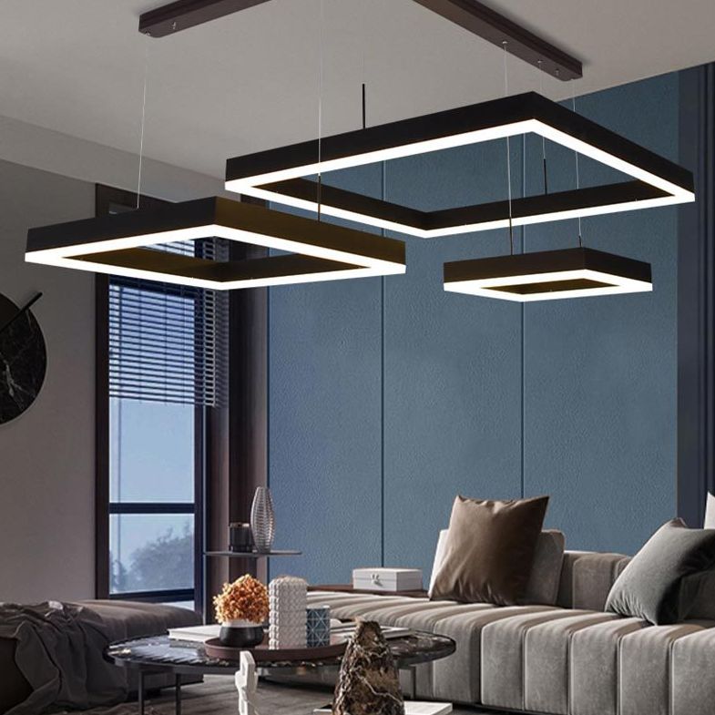 Modern Minimalist Style Squared Ceiling Pendant Light Acrylic Pendant Lights for Living Room