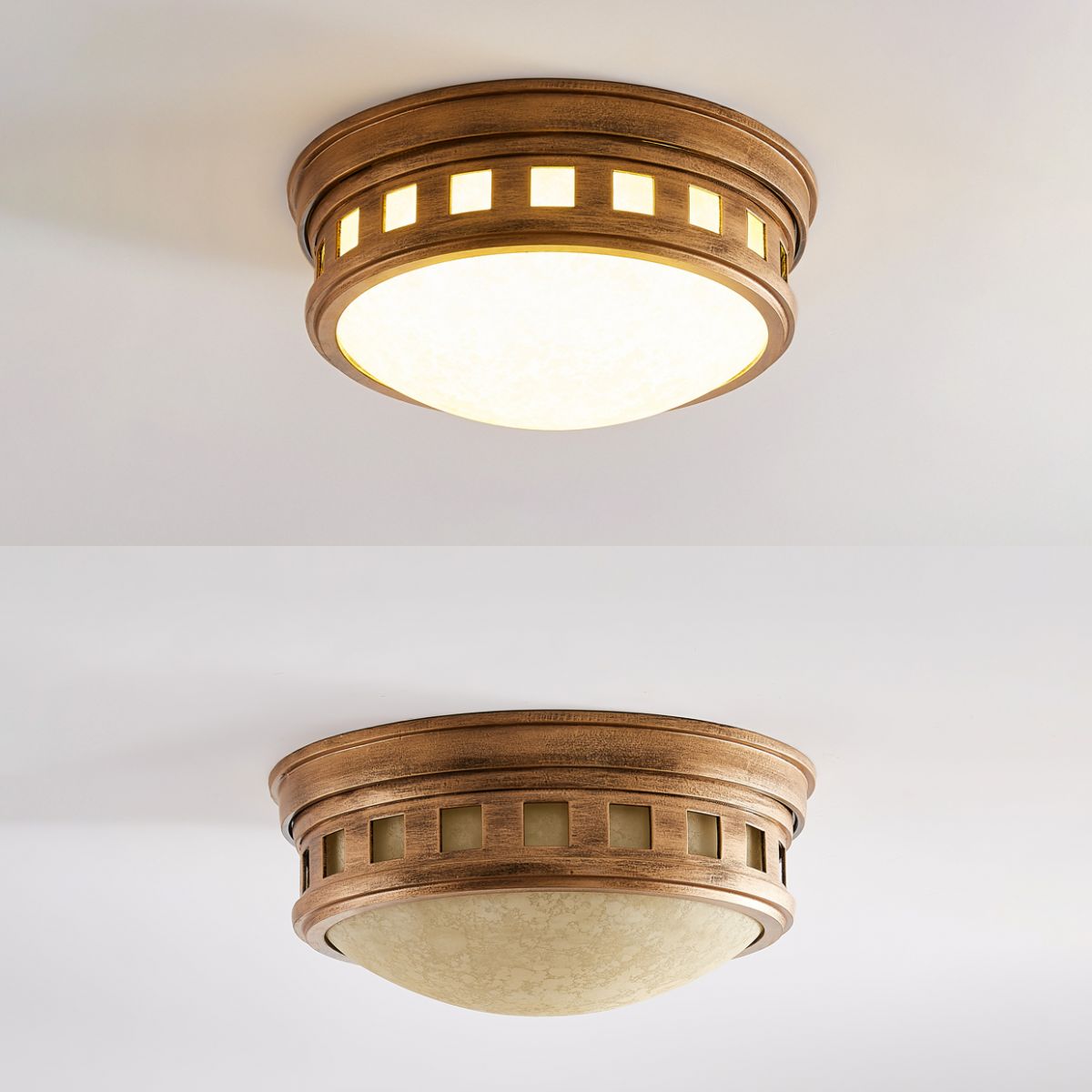 Drum Flush Mount Recessed Lighting Traditional Style Flush Mount Light with Glass Shade