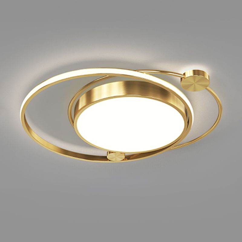 Modern LED Metal Flush Mount Circle Shape Ceiling Lamp with Acrylic Shade for Living Room