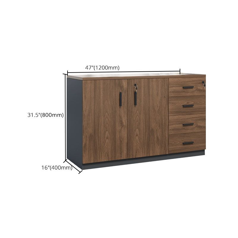 Modern Brown Engineered Wood Filing Cabinet with Drawers for Home Office