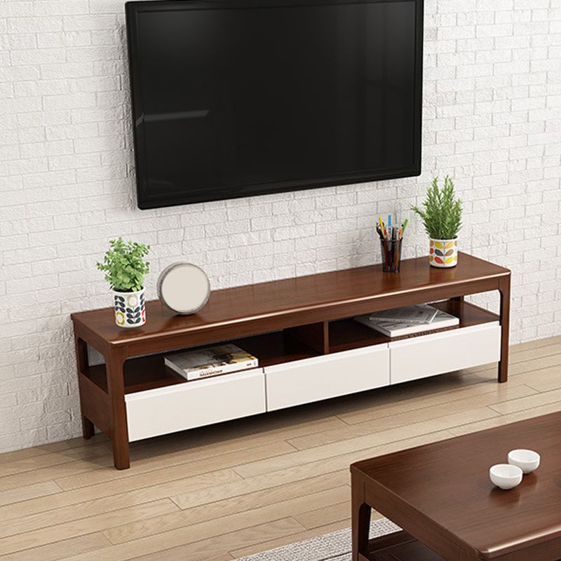 Modern Wood TV Stand Console Open Storage TV Media Stand with Drawers for Living Room