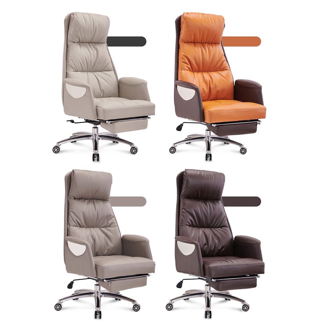 Modern Leather Executive Office Chair High Back Upholstered Desk Chair with Footrest