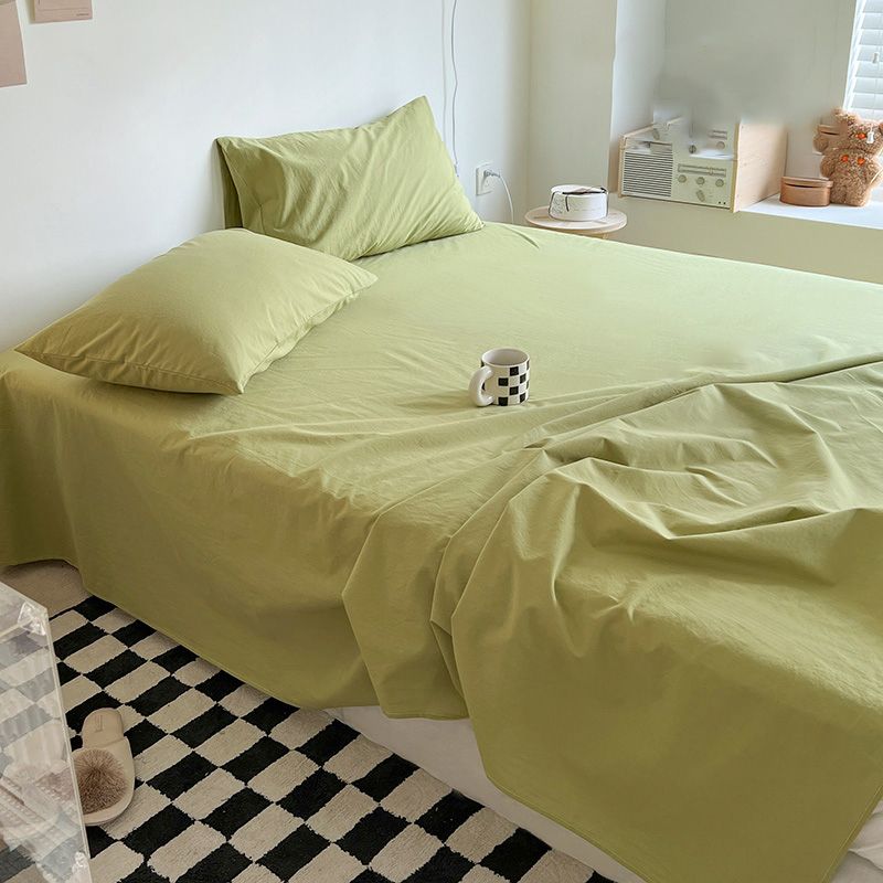 Solid Color Bed Sheet Cotton Fade Resistant Breathable Non-Pilling Sheet Set