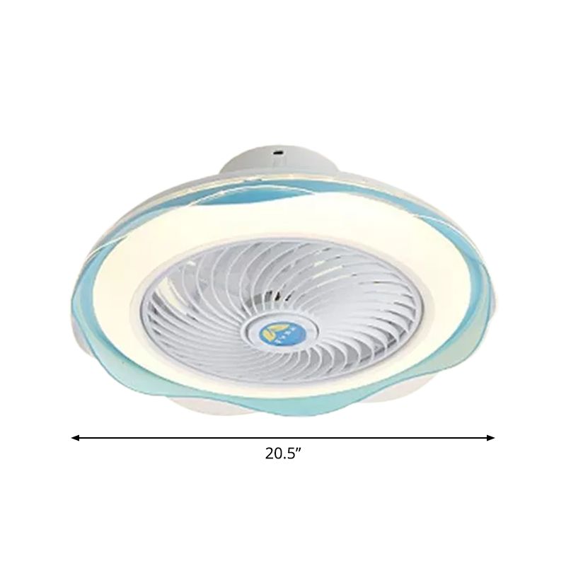 Circle semi-flush Mount contemporaneo acrilico da 18 "Lampada a ventola a ciondolo a LED largo per soggiorno