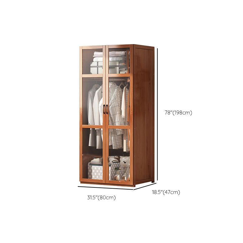 Brown Bamboo Wardrobe Armoire Modern Soft Close Doors Wardrobe