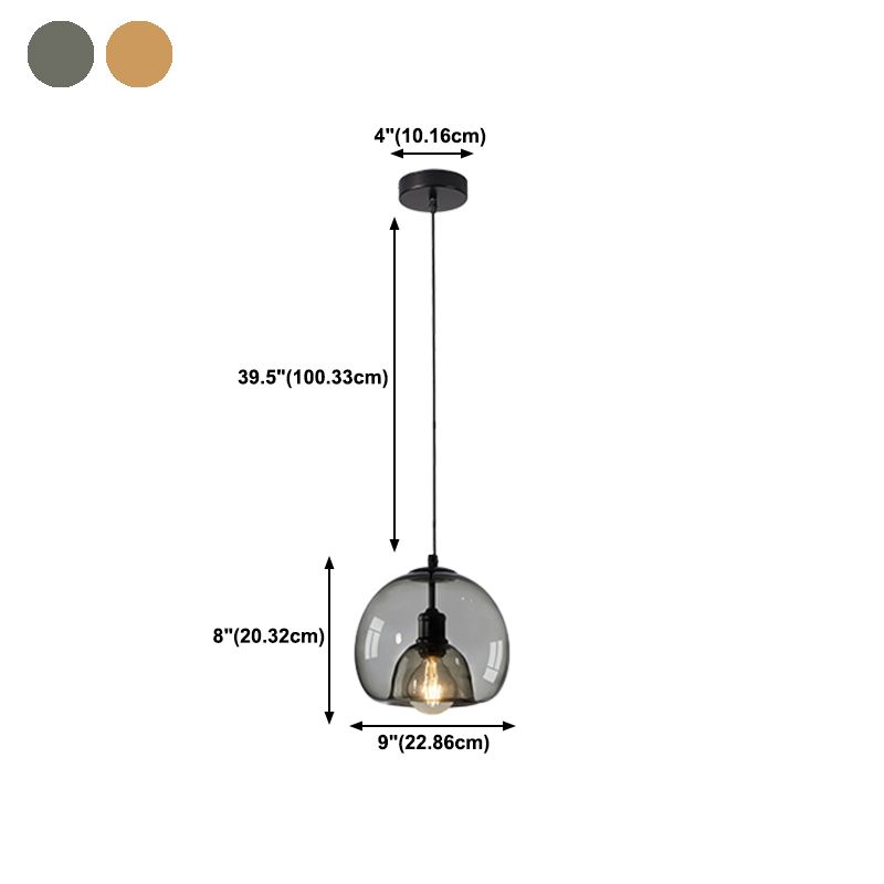 1 / 3 - Light Island Pendant Light in Dark Black Metal and Glass Ceiling Pendant Fixture