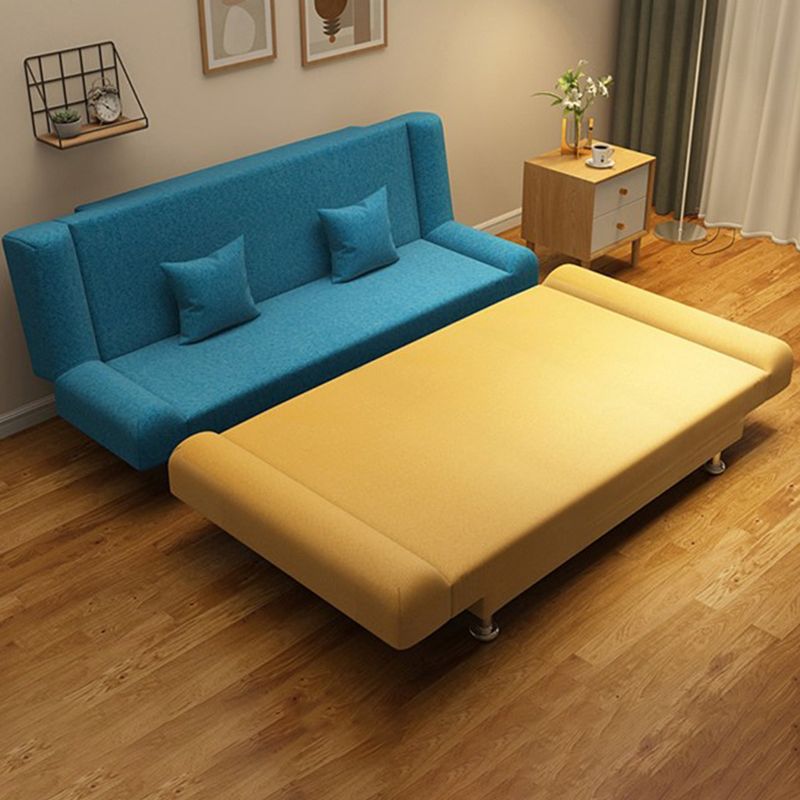 Modern Cotton Blend Round Arm Convertible Sofa Tight Back Foldable Sofa Bed