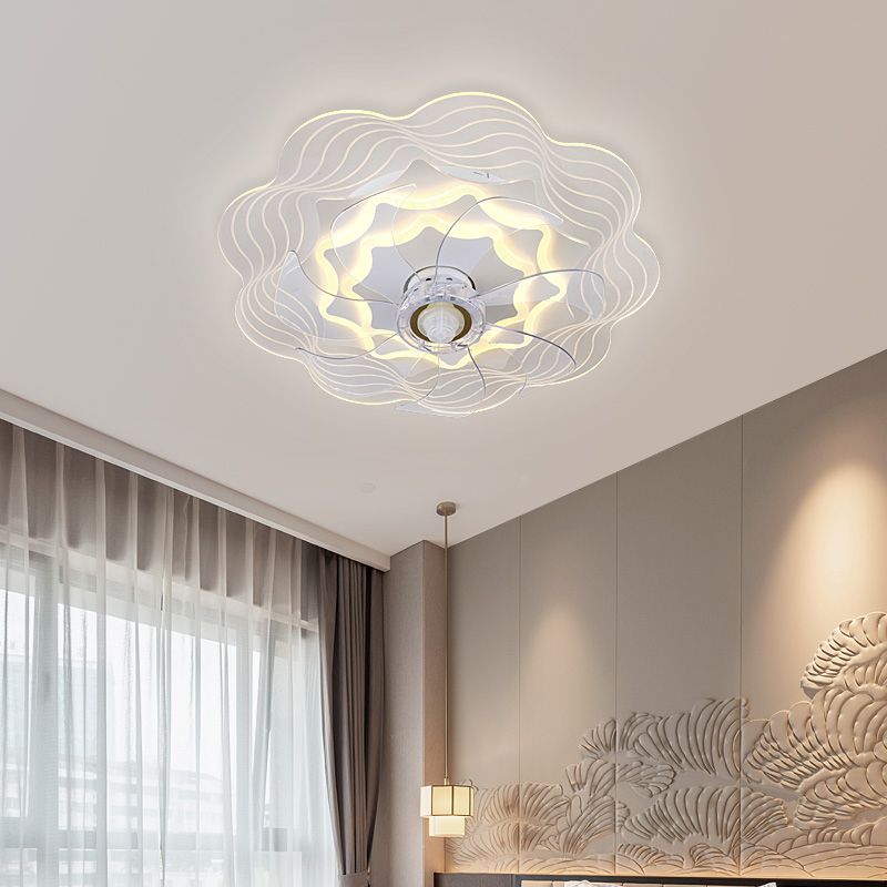 Metal Flower Fan Ceiling Lighting Modern Style 1-Light Flush Mount Lamp