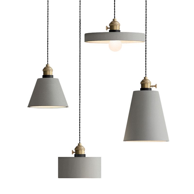 Cement Hanging Lamp Kit Grey Modern Mini Pendant Light for Coffee Shop