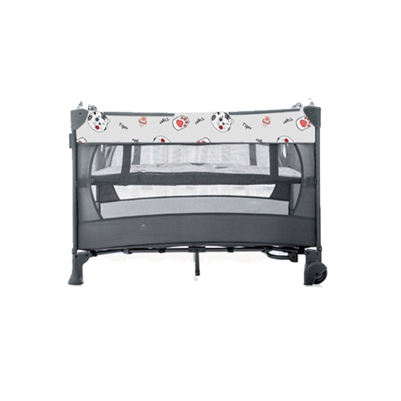 Modern Acrylic Black with Guardrail with Casters/Wheels Nursery Bed