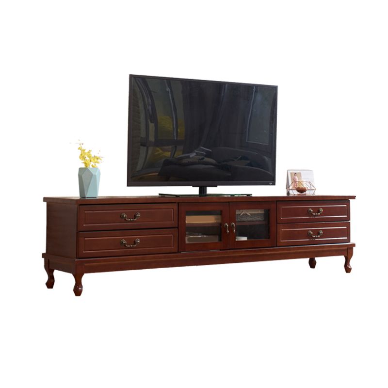 Transitional Wooden TV Stand TV Media Stand with Doors for Living Room