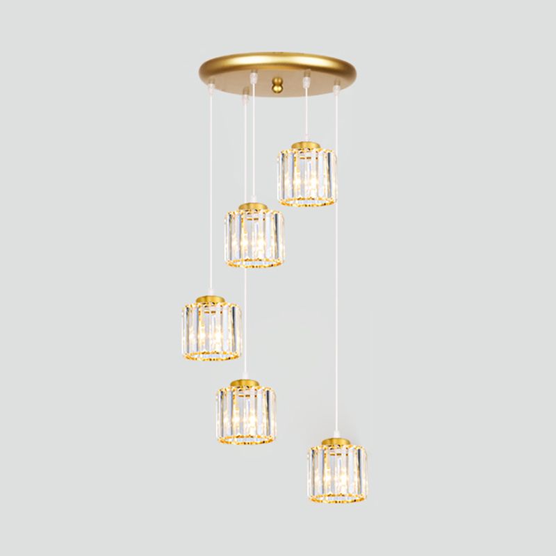 Geometrical Shade Staircase Suspension Light Glass Contemporary Multi Light Pendant