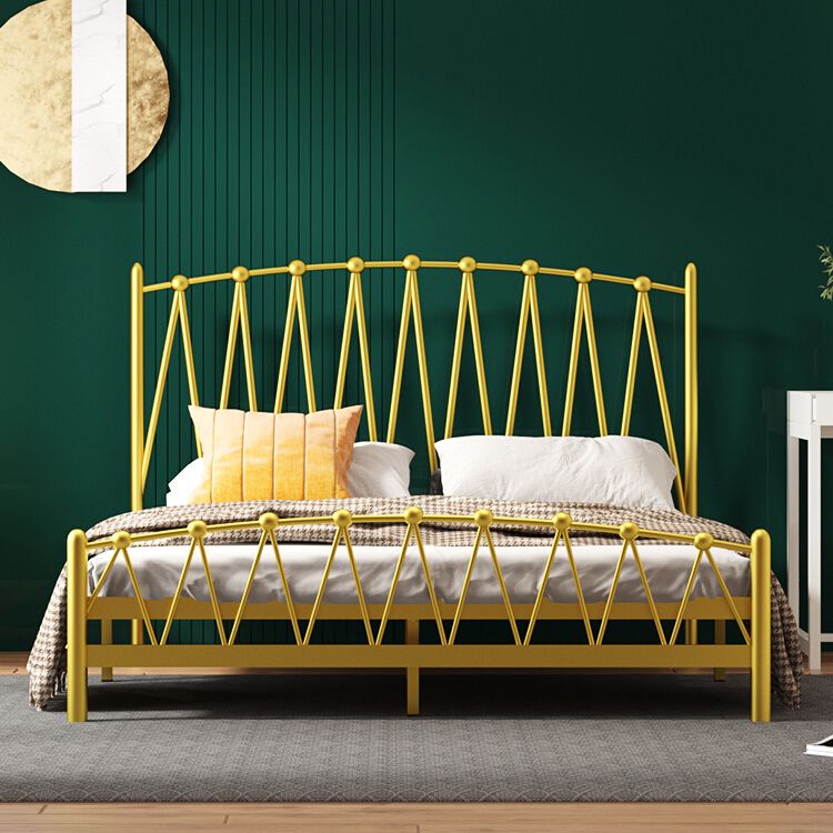 Scandinavian Iron Bed with Open-Frame Headboard and Footboard