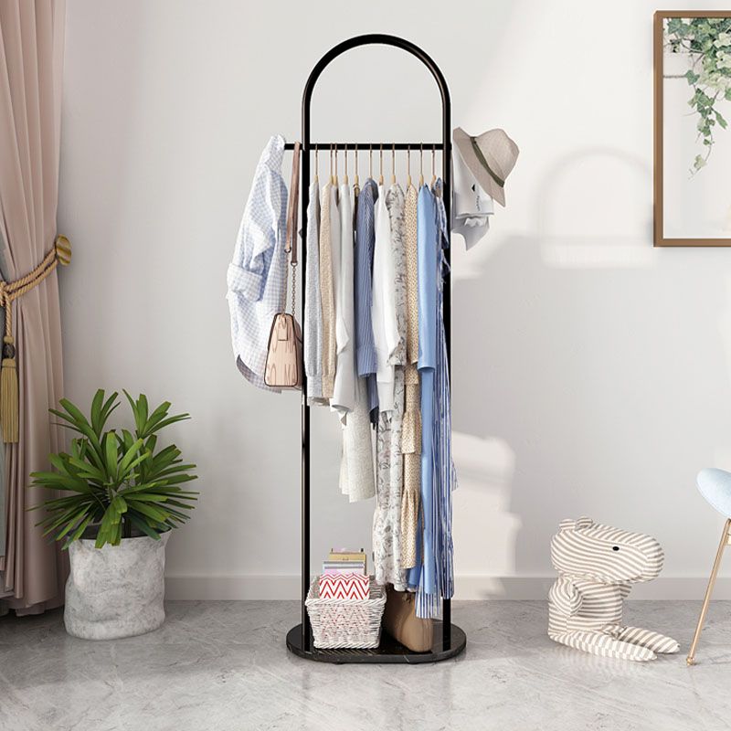 Contemporary Coat Hanger Solid Color Metal Coat Rack with Marble Bottom