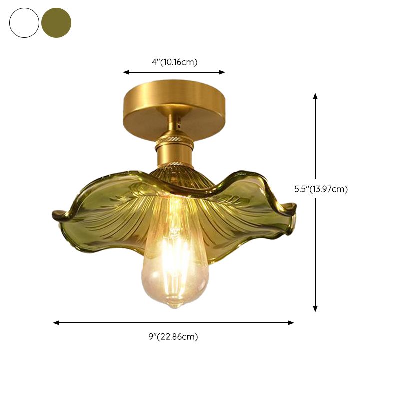 Wavy Shape Flush Light Modern Style Glass 1 Light Flush Ceiling Light in Clear