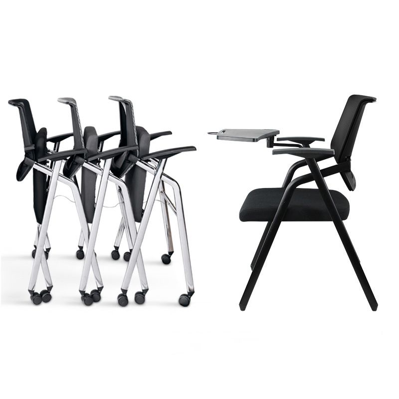 Mid Back Conference Chair with Fixed Arms Modern Office Chair with Metal Frame