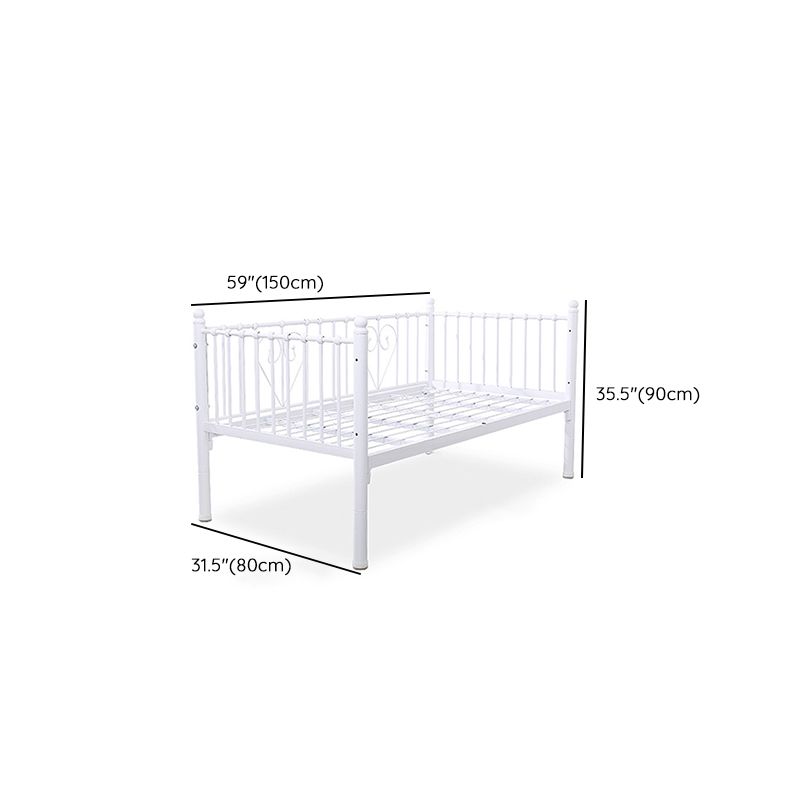 Metal Fixed Side Crib in White Mattress Included Crib with Guardrail