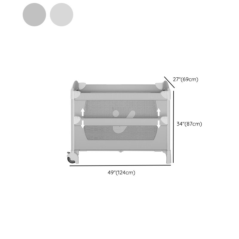 Plastic Assembled Crib Convertible Folding Crib with Wheels Arched Crib