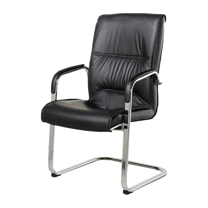 Modern Espresso Leather Desk Chair with Mid Back Home Office Chair in Black and Beige