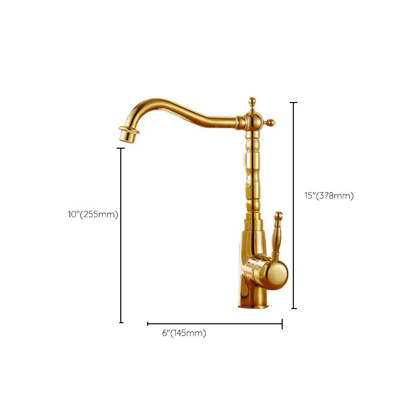 Traditional Bar Faucet 1-Handle with Supply Lines Kitchen Faucet in Gold