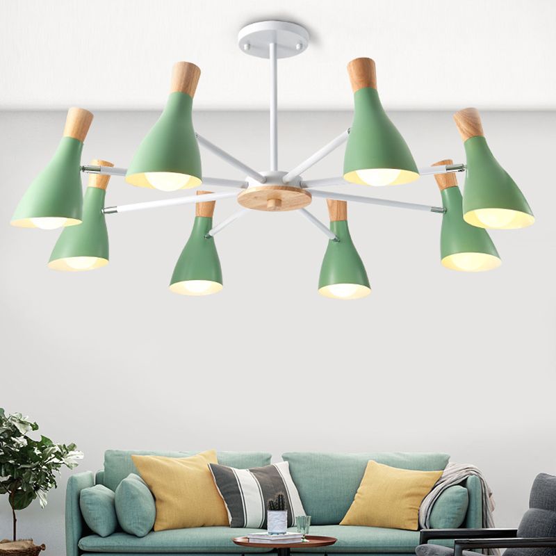 Multi Light Cone Hanging Chandelier Modern Macaron Style Metal Hanging Lamp for Restaurant