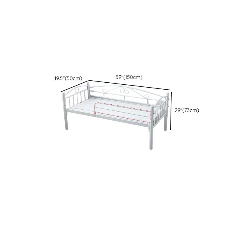 Metal Nursery Crib White Industrial Nursery Bed with Guardrail